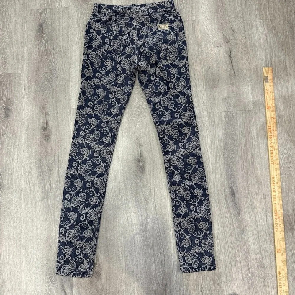 Moikana‎ Women's Skinny Jeans Blue Floral Print Size 38 Premium Design